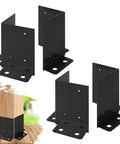 Four Pack Post Anchor Base Set Black Powder Coated Deck Post Brackets Built To Last Heavy Duty Wood Posts For Pergola Railing Deck Or Mailbox Fits 4x4 6x6 8x8 With Adjustable Half Column Base