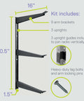 Heavy Duty Wall Mounted Lumber Storage Rack 720 Lbs Capacity 3 Tier Wide Wood Shelving With Adjustable Arms Steel Construction Built Tough For Garage Basement And Pantry Storage Solution diagram
