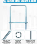 Square U Bolts 4 Inch Wide Zinc Plated Carbon Steel For Sailboat Trailers Tubes And Industrial Use Three Eighths Inch By Four Inch By Seven Inch Heavy Duty Rust Resistant Hardware, featuring bolt and components.