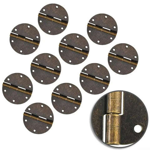 Ten Pack Killer Vintage Round Hinges Antique Bronze Finish Dang Sturdy Copper Build Easy Install For DIY Cabinets Drawers Jewelry Box Restoration.