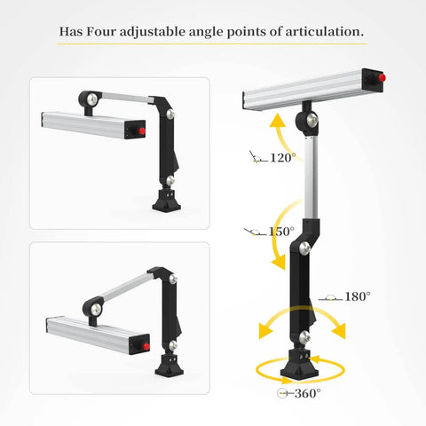 24W LED Work Light With 20 Inch Long Arm, Aluminum Alloy Housing, IP66 Waterproof Heavy Duty Shop Tool Lamp For CNC Lathe and Machinery.
