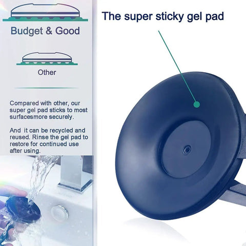 Heavy Duty Car Phone Mount With Grip Tight 3 Inch Sticky Gel Suction Cup showing super sticky gel pad for secure attachment.