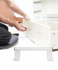 Aluminum Alloy Sliding Barn Door Handles with Comfortable Grip being installed on white cabinet drawer