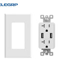 Dual USB Wall Outlet With 4.0A Fast Charging, 20 Amp Duplex Tamper Resistant Receptacle, Wall Plate Included, Glossy White