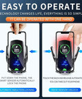 Hella Fast Auto Clamp Wireless Car Phone Charger With Instant Sensor Grip showcasing easy operation and one-hand use.