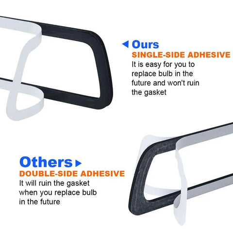 Comparison of adhesive sides on third brake light seal gasket for Dodge Ram 1500 2009 to 2018 and Ram 2500 3500 2010 to 2018