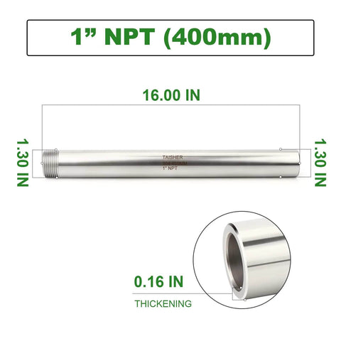304 Stainless Steel Weld Nipple Pipe Fittings One Inch NPT Male Threaded 16 Inch Length Cast Pipe for Plumbing Projects