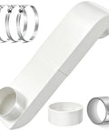 No Sweat Adjustable Telescoping Periscope Dryer Vent With Four Inch Stainless Steel Slim Flat Flex Hose and Low Profile Connector Kit.