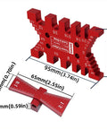 Hella Precise Woodworking Dovetail Jig Crafted From Durable Aluminum Alloy Marking Template showing precise tenon widths with red anodized finish.