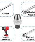 Heavy Duty Damaged Bolt And Stud Extractor Tool with wrench, impact wrench, adjustable wrench, and ratchet handle