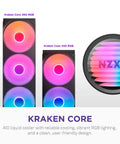 Keep Your Rig Ice Cold With This Dope 240MM AIO CPU Cooler Featuring Fast RGB Lighting Super Quiet Operation Smooth Motherboard Hookup And Sleek Black Finish For Effortless Gaming Upgrades That Never Break A Sweat, showcasing Kraken Core 240 RGB and 360 RGB designs.