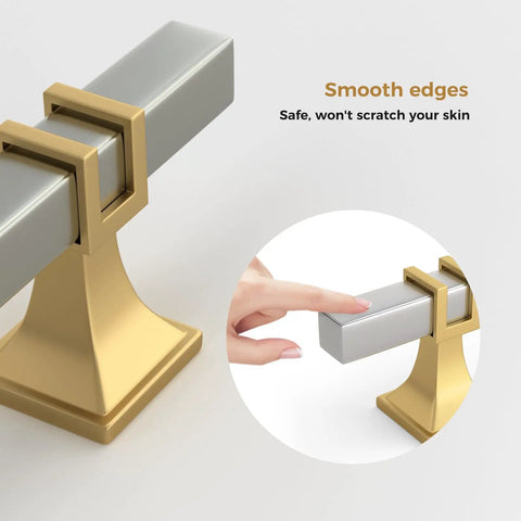 Top Tier Two Tone Cabinet Knobs Six Pack Brushed Nickel And Gold Square Handles Solid Steel Kitchen Cupboard Hardware Included Mounting Screws Straight Fire Quality To Give Your Home A Clean Vibe