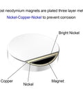 Ultra Strong Small Round Neodymium Magnets 8x3mm N52 Grade 100 Piece Pack, layered Nickel-Copper-Nickel coating illustration