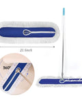 Two Piece 22 Inch Cotton Dust Mop Head Refill Heavy Duty Dry Mop Pads For Hardwood Tile And Laminate Floors Compatible With Standard Frames, 23.6 inch blue mop head with fringed edges.