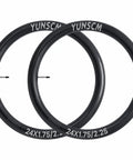 Two Pack Beefy 24 Inch Heavy Duty Bike Tubes 24x1.75 To 24x2.25 45 57 507 With 48mm Presta Valve shown side by side