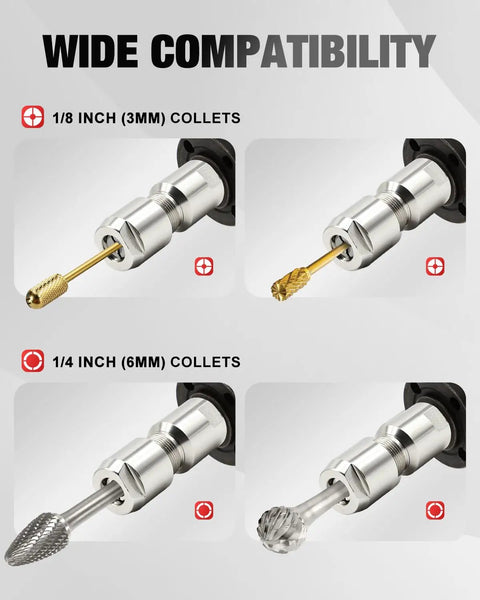 Angle Grinder To Die Grinder Adapter Kit Plug And Play With 5/8-11 To 1/4 And 1/8 Collets Quick Conversion Attachments image