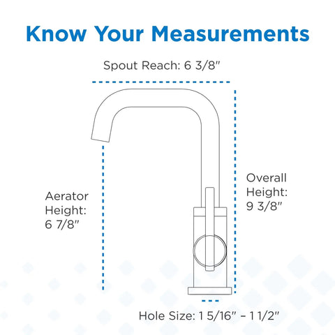 Diagram showing measurements of Chrome Bathroom Sink Faucet With Single Handle Side Lever One Hole Installation