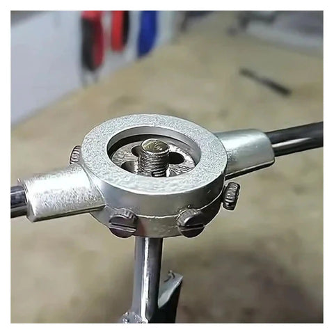 Heavy Duty Right Hand Tap Die M50 Machining Tool Set Includes Multiple Metric Thread Pitch Sizes For Robust External And Internal threading Tasks Perfect For Serious Shop Work And Hard Core DIY Projects. M50 metal die in hand tool clamp