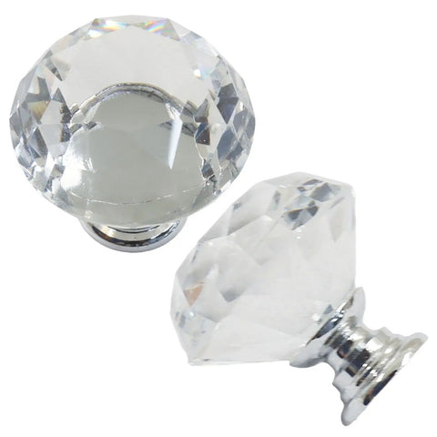 Close-up of Six Pack Crystal Drawer Knobs 1 Point 2 Inch Diamond Glass Cabinet Knobs With Screws For Dresser Drawers Cabinets