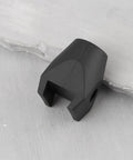 One Pack Rock Solid Conveyor Guide Rail Rod End Clamp No Sweat Swapping Fits 1/2 And 5/8 Inch Rods Compatible With Valu Guide Replaces VG-020-01 black nylon clamp on gray background