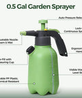 Green Half Gallon Hand Pump Sprayer For Home Garden Chores And Household Care With Easy Side Fill Port Built In Measuring Cup Adjustable Nozzle