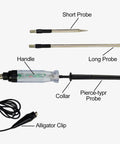 Automotive Wire Piercing DC Voltage Circuit Tester For 6V 12V Systems With 59 Inch Cord Three Interchangeable Probes For Touch Or Pierce Testing LED And Buzzer Indicator For Quick Wiring Checks. Short and long probe set with alligator clip