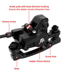 Black 2-piston hydraulic MTB disc brake caliper with mounting bracket for mountain bikes