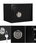 Steel Safe Box With Key Lock For Home And Office Use, Heavy-Duty Anti-Theft Jewelry Cash And Document Storage, shown with key and lock details
