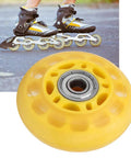 Transparent Yellow PU Casters Wheel For Luggage Carts 64mm Durable Travel Accessory with bearings in close-up view.