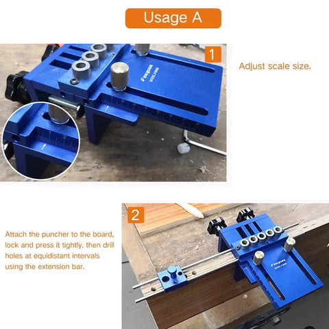 Adjustable Doweling Jig Kit With Five Drill Sleeves 6mm 8mm 10mm for woodworking precision drilling and adjustable guide