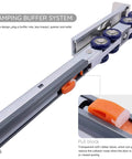 Close-up of the damping buffer system in the Soft Close Barn Door Slide Hardware Set With 59 Inch Track, Heavy Duty Pocket Door Kit