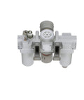 Front view of All-In-One Pneumatic Air Filter Regulator Lubricator Combo With Three-Eighths Inch NPT, Metal Bowl, Sight Glass, and Gauge