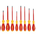 Insulated SoftFinish Cushion Grip Screwdriver Tray Set, Ten Piece, Slotted 3.5 4.5 5.5 6.5 Mm, Phillips One Two Three, Square One Two