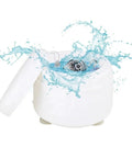 Premium Portable Ultrasonic Cleaner For Jewelry And Watches with rings and a watch in water, showing gentle cleaning.