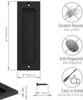 6 Inch Finger Flush Pull for Closet Pocket Doors and Sliding Barn Doors, Matte Black, Scratch Resistant, Anti-Fingerprint, Easy Installation