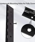 Built Like A Tank 304 Black Stainless Steel Continuous Piano Hinges Eight Inch with countersunk mounting holes and screw.