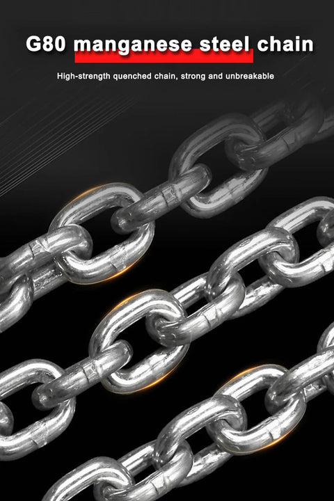 1Ton barrel lifting chain, steel drum lifter chain, close-up of interlinked links