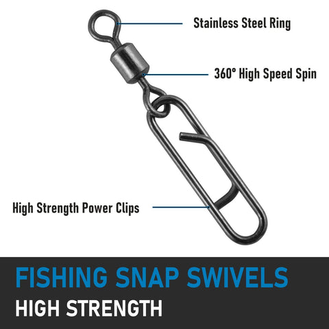 Heavy Duty Fishing Clips With Swivels Set Including Barrel Swivels, Quick Change Lure Snaps, Stainless Steel Tackle Connectors