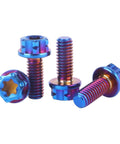 Set Of 4 Titanium Torx Head Flange Bolts M4 10mm 15mm 20mm Burnt Blue For Motorcycle And Bicycle Ultra Lightweight High Strength Hardware