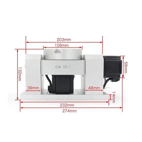 Skip The Fluff And Grab This Legit Precision CNC Dividing Head Built Tough With 4Th And 5Th Axis Rotary Table Dedicated A B Axis Drive Featuring Smooth 50 To 1 Gear Reducer Aluminum Body Works Great Period side view with size dimensions