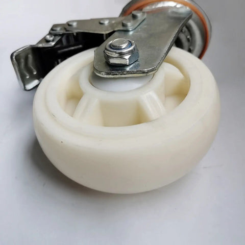 Tough As Nails Heavy Duty Industrial Caster Wheels With M Threaded Stem Swivel And Top Plate Double Locking Brakes Close-Up