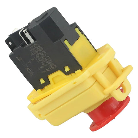 Heavy Duty Waterproof Five Pin Electromagnetic Pushbutton Switch With IP54 Seal And No Volt Release For Mini Metal Lathe And Job Site Power Tools Yellow Black