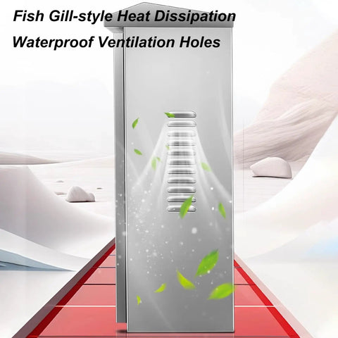 Heavy Duty Electric Vehicle Charger Protection Box And All Season Charging Station Cover Built Tough From Rust Free Stainless Steel large box with fish gill-style ventilation.
