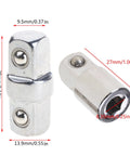 Sleeve adapters, chrome 3/8-inch, double-ended male square-drive extenders for socket wrenches and drills (2-pack)