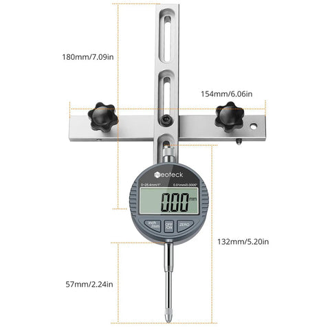 Digital Dial Indicator Table Saw Gauge for Three Quarters Inch Miter Groove and Wider Pro Grade Blade with dimensions