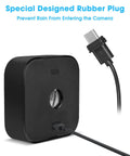 Premium 5 Watt Solar Panel Set To Keep Outdoor Cameras Never Running Dry Featuring Hefty IP65 Rain Proof Housing And Extended Wiring, Close-up view of rubber plug