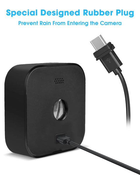 Premium 5 Watt Solar Panel Set To Keep Outdoor Cameras Never Running Dry Featuring Hefty IP65 Rain Proof Housing And Extended Wiring, Close-up view of rubber plug