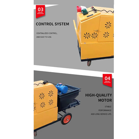 Portable Cement Sand Mortar Plastering Sprayer Pump For Wall Stucco Coating High Efficiency Render Spraying Machine control system and motor details