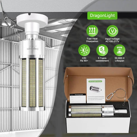 240W Pro Grade Corn LED Light Bulb Fanless E39 Mogul Base 3000K Warm White 32,400 Lumens 90+ CRI Replacement For 1000W Metal Halide HID HPS Energy Saver Beast Brightness For High Bay Industrial Lighting with packaging