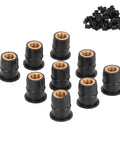 Tough As Nails 50 Pack M6X0.8MM Motorcycle Windscreen Well Nuts, black rubber fasteners with brass insert for vibration isolation.